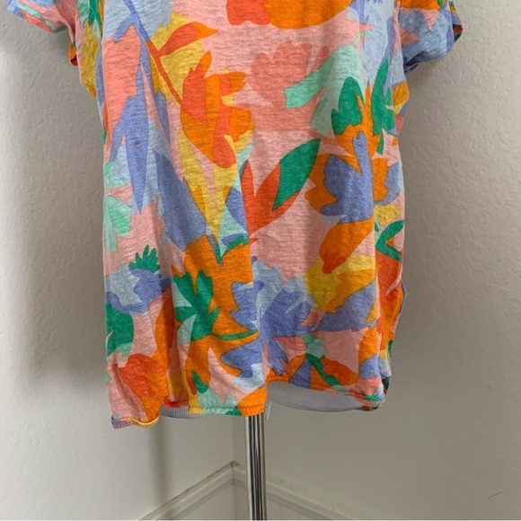 Joie 100% Linen Top Women’s 1X Colorful V Neck Short Sleeve Lightweight Coastal - Picture 13 of 16